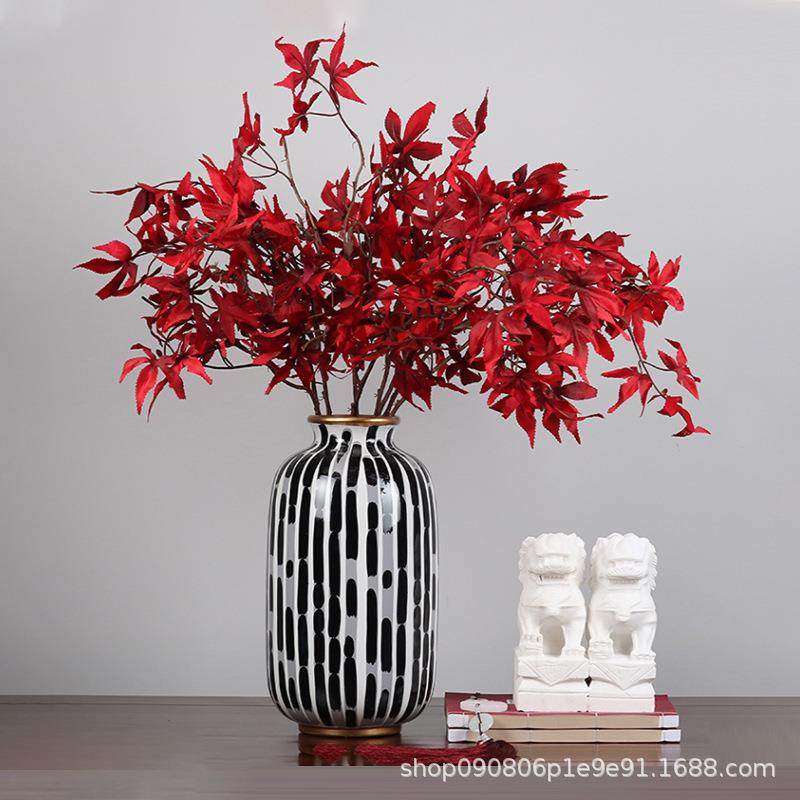 中式奢黑XMC白条纹陶餐瓷花瓶摆饰件样轻板房客厅桌电视柜插花器,橡塑材料及制品,工业陶瓷,淘宝优惠券,粉丝福利购,淘宝优惠卷