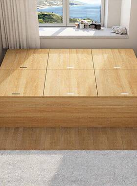 定制桌榻米床25691小户型书书架一体儿童高低箱体收纳地台实榻木