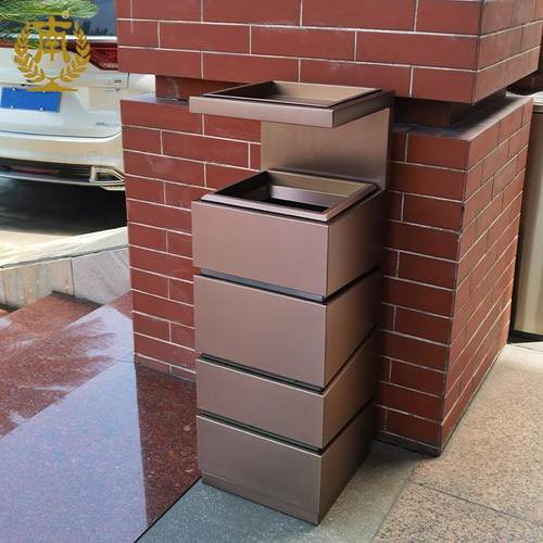 广州南不锈钢酒店大带烟TWA灰兜垃圾桶玫瑰方金-垃圾桶GPX堂234