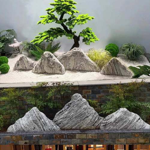 雕浪石切片组合造石景室内景观庭RTG石枯山水假山天然泰山雪石院