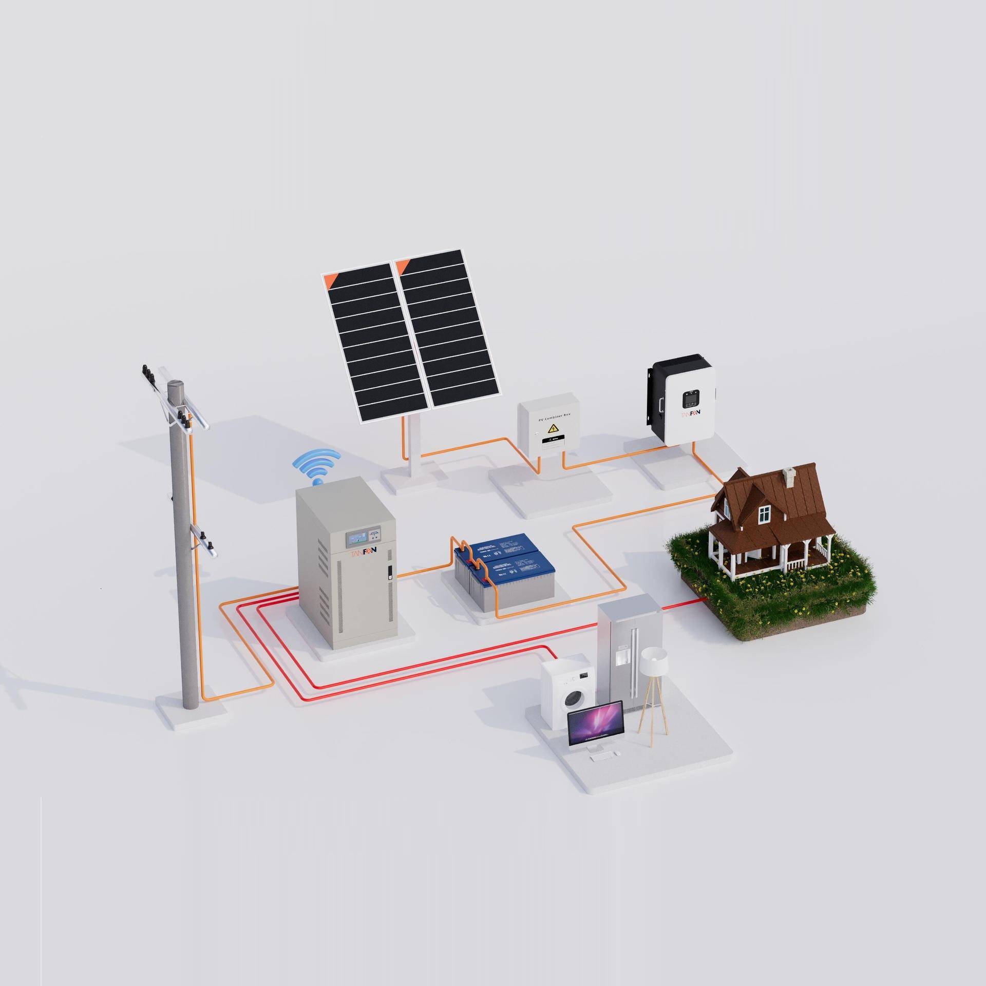 户外工商业离网储能酒店工光厂伏SGU供电7W0KWK120太阳能发电系统