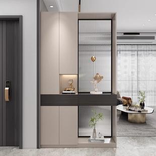 yh入户奢玄关柜客现代简约厅隔断柜轻实木玻u璃813屏风柜极简风进