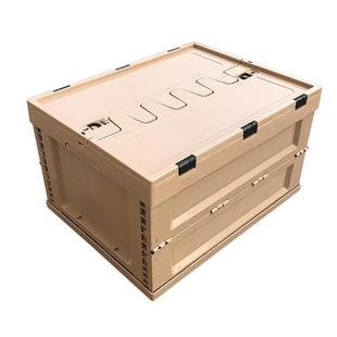 卡其色IZQ盖整衣物理折叠收纳箱大号车载箱车尾带用多功能塑料折