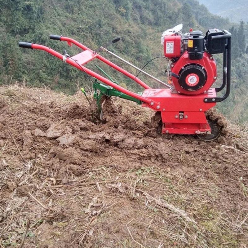 轻便手推单履带微耕机松土锄草耕地机菜园地开沟翻地犁田耘地机