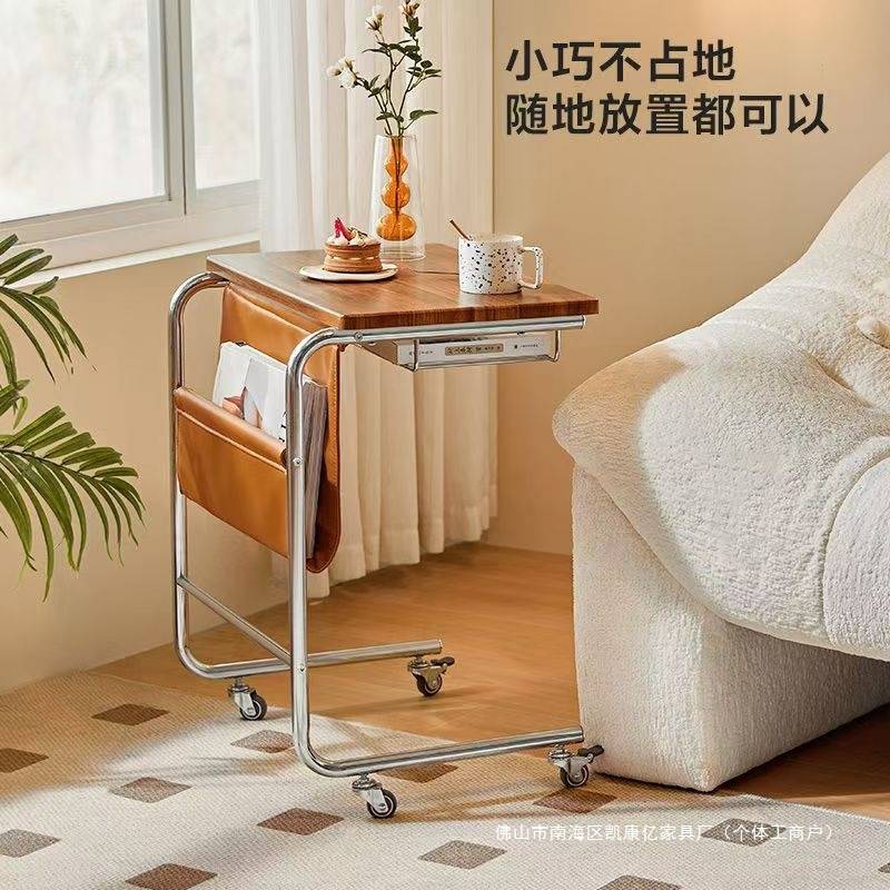 客厅中古边几带轮移动小茶几床边桌沙发边几床头置物小茶几床边桌