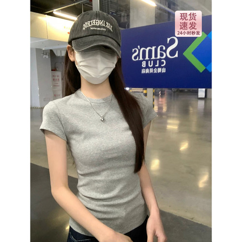 美式辣妹修身短袖T恤夏季纯色