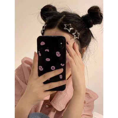 2/50Pcs Y2K Silver Star Hair Clips for Girls Filigree Star M