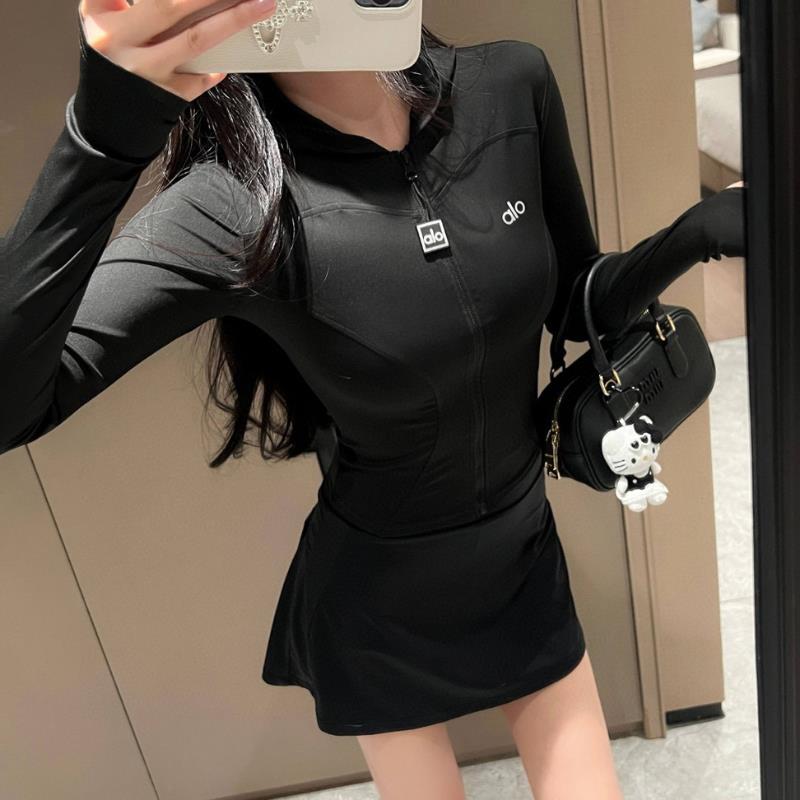 ALO速干瑜伽服外套显瘦女冰感透气连帽户外健身跑步运动骑行防晒图片