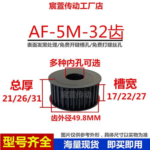5M32齿 同步轮 槽宽17/22/27 45号钢AF两面平同步皮带轮内孔10-25