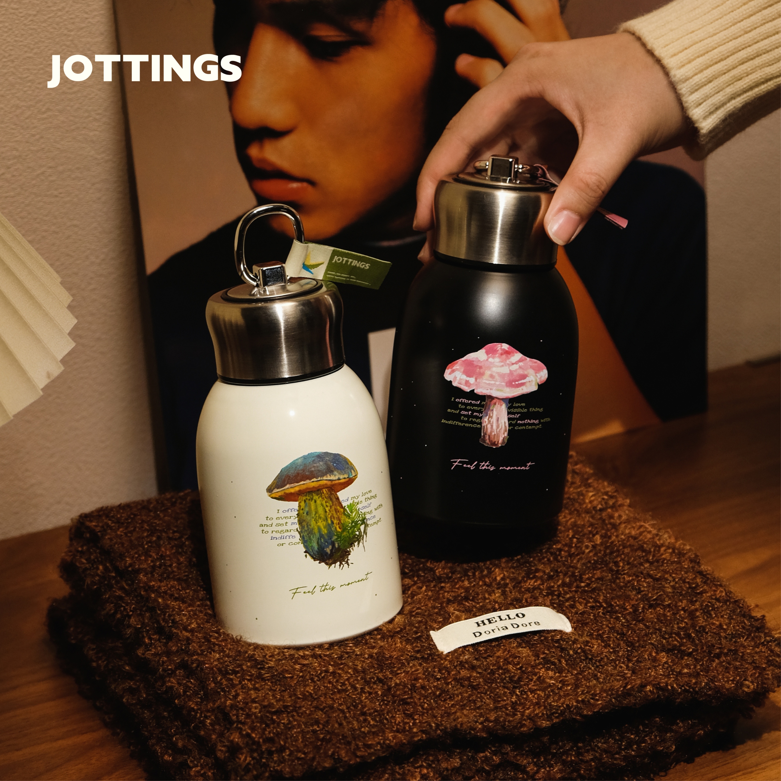 拾杂原创蘑菇不锈钢保温杯随行杯