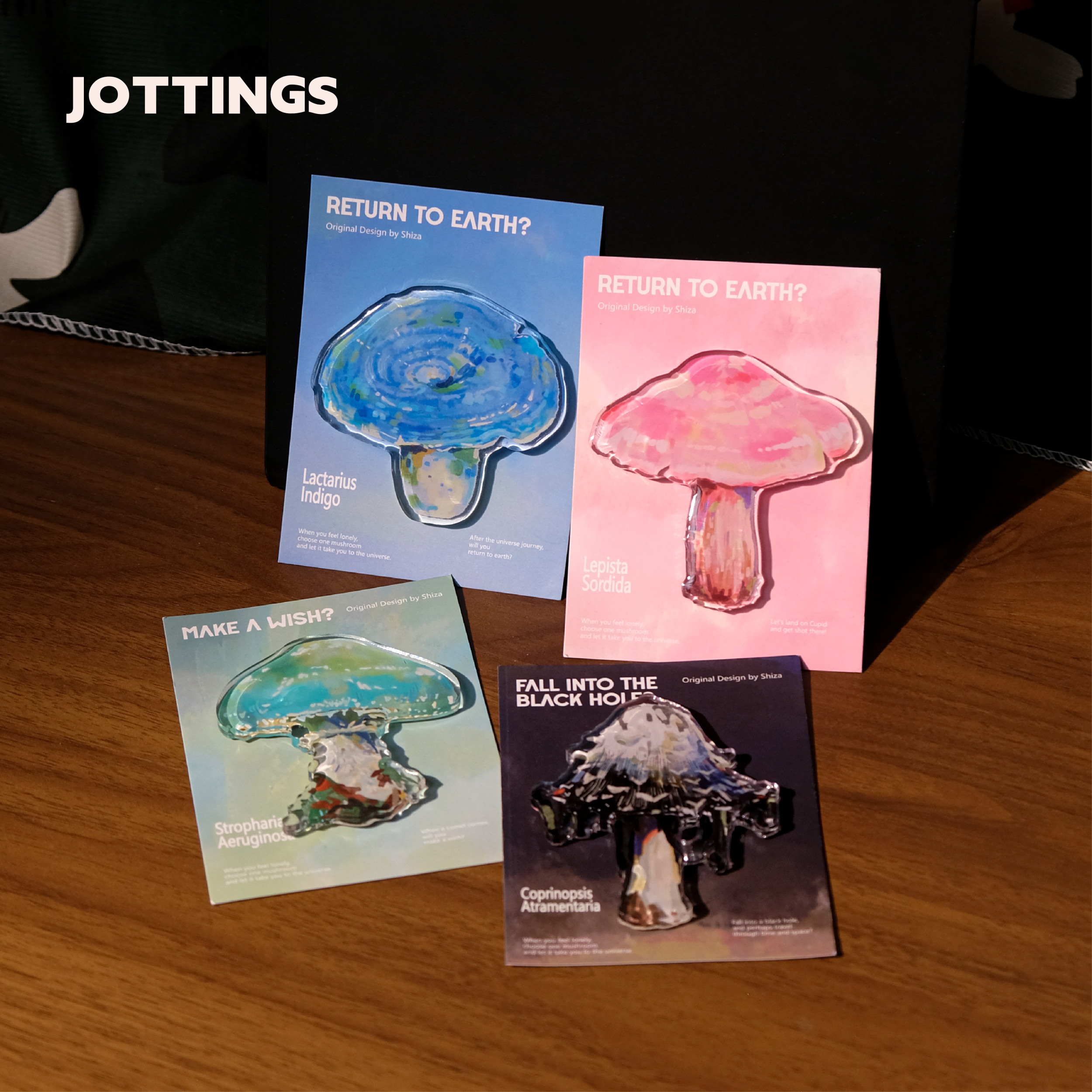 拾杂原创「蘑菇与宇宙」亚克力滴胶冰箱贴可爱植物磁力贴创意礼物