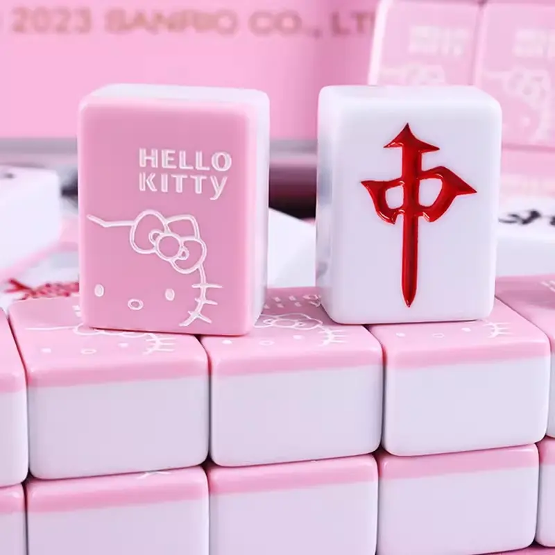 可愛白色KT貓卡通家用手搓麻將