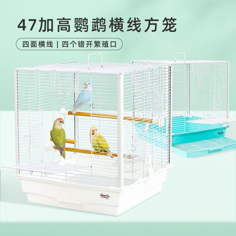 47加高横线方笼豪华鸟笼鹦鹉笼虎皮牡丹玄凤横丝笼笼子