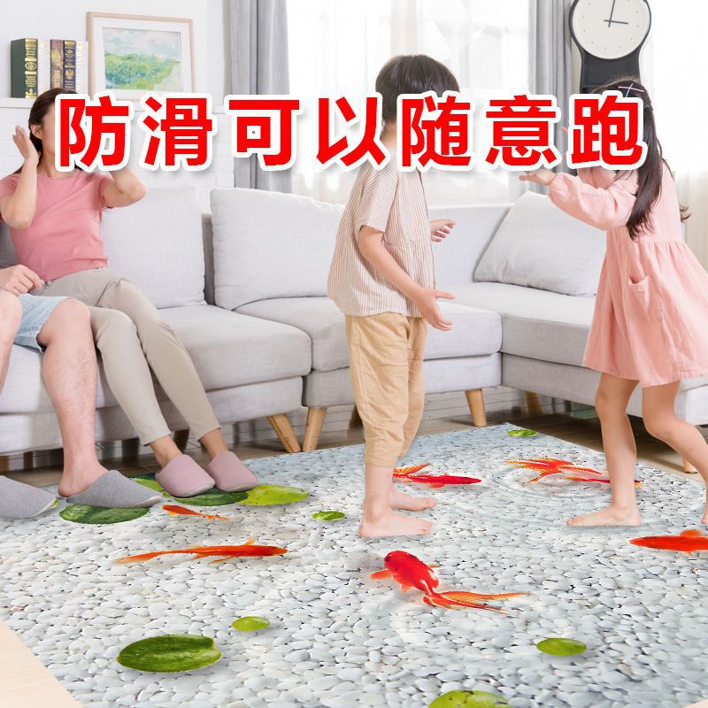 3d立体地板贴自粘防水防滑地面贴纸瓷砖卫生间阳台厕所防油地贴