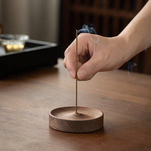 黑胡桃家用线香底座实木线香炉茶道禅意香插檀香沉香香座藏香香托