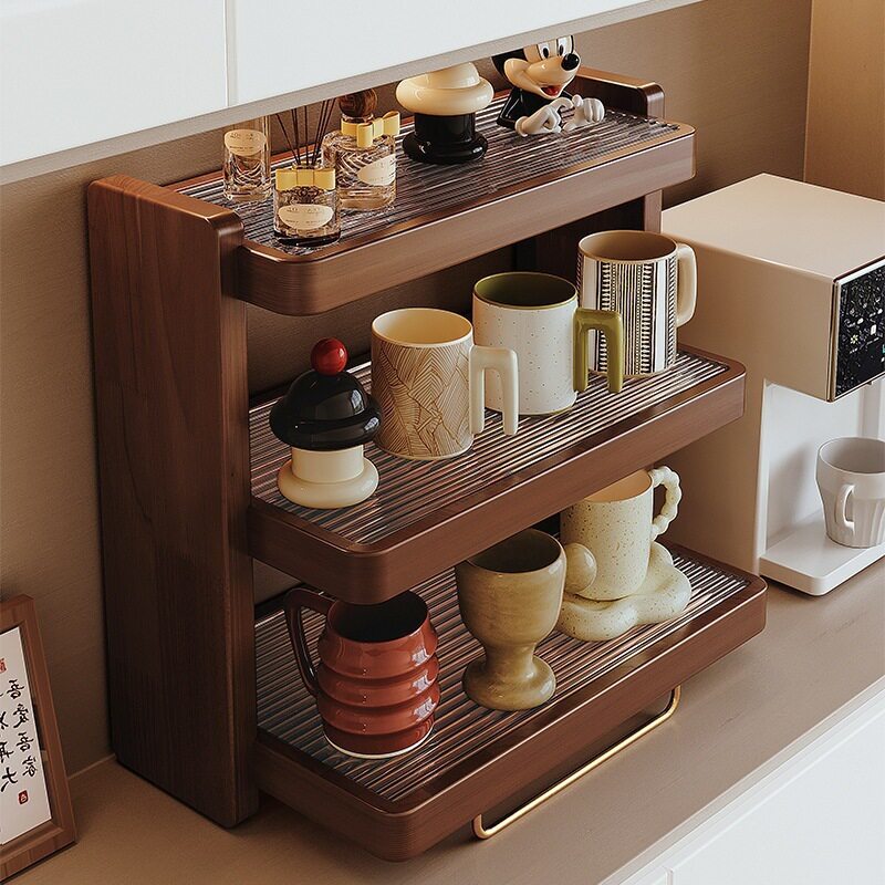 实木杯架置物架桌面多层台面杯架子收纳桌上小型放水杯茶杯茶具架