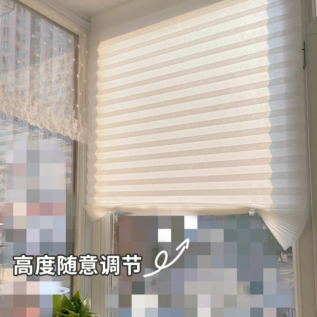 免打孔安装遮光百叶窗帘厕所卫生间窗户隐私帘百褶帘出租屋遮阳帘