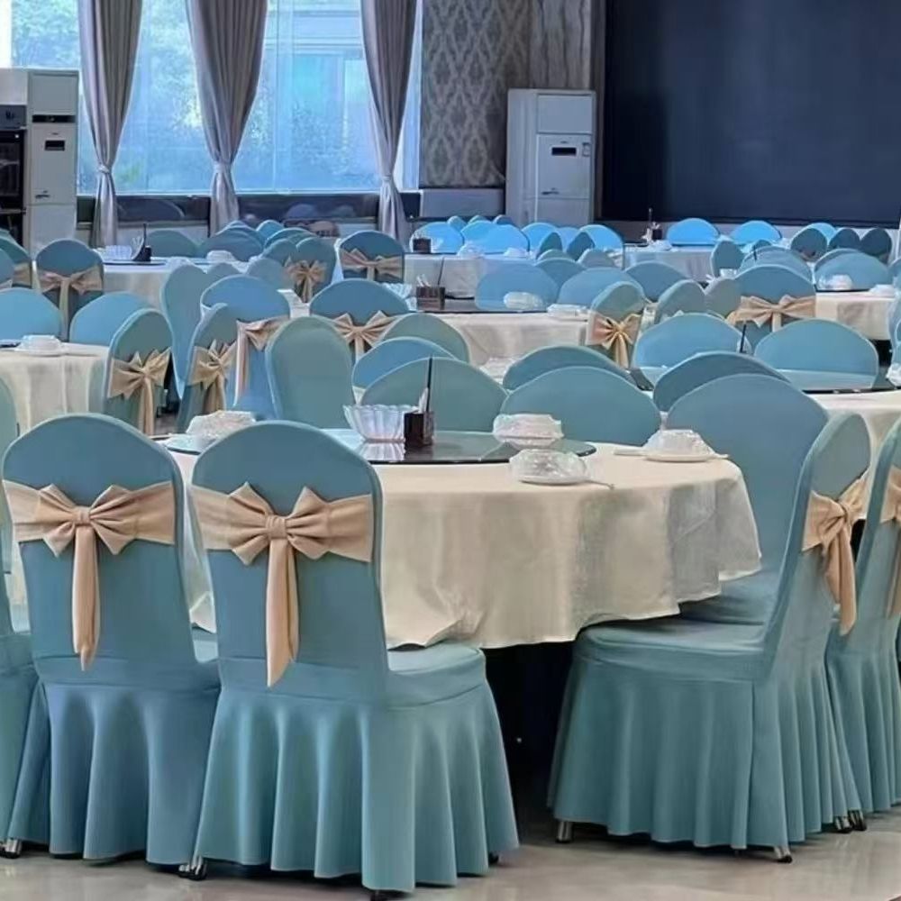 酒店宴会椅套新款婚庆专用高档餐厅凳套蝴蝶结饭店凳子套罩