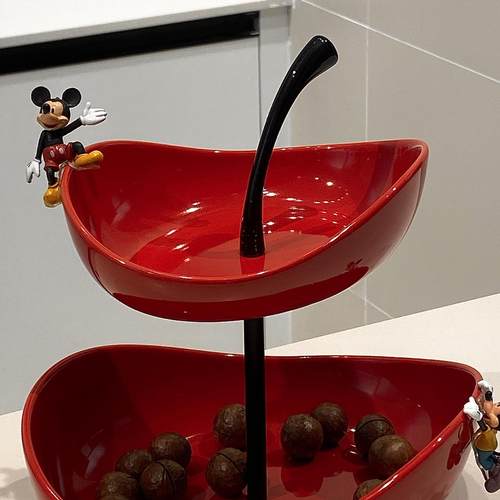 新年果盘客厅茶几家用感果盆艺术感干果盘高颜值果篮米奇三兄弟有