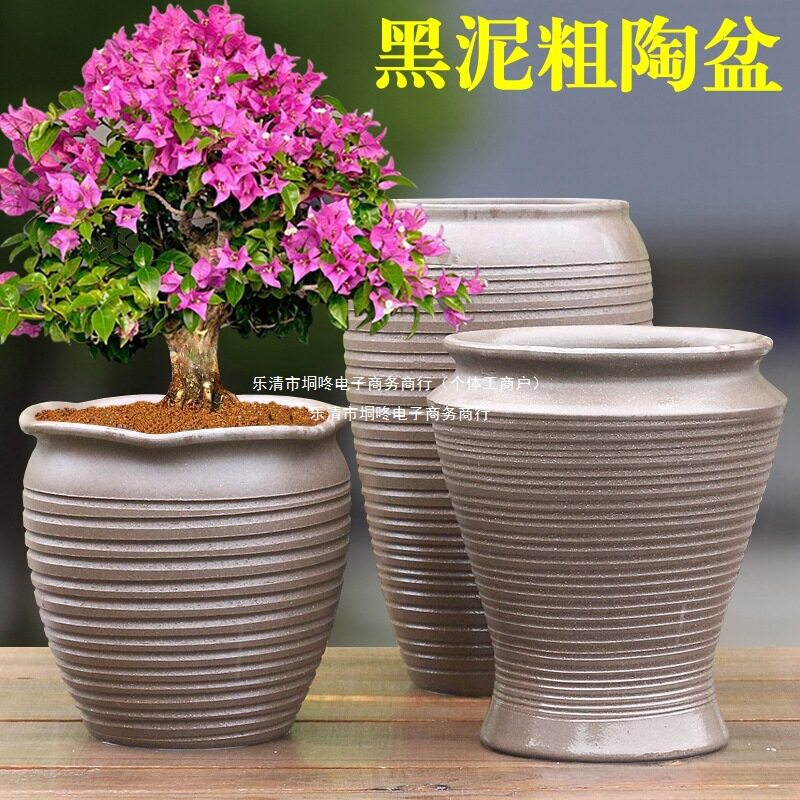 土陶罐子吸水透气特大陶瓷盆鲜花绿植沙漠玫瑰三角梅复古风粗陶盆