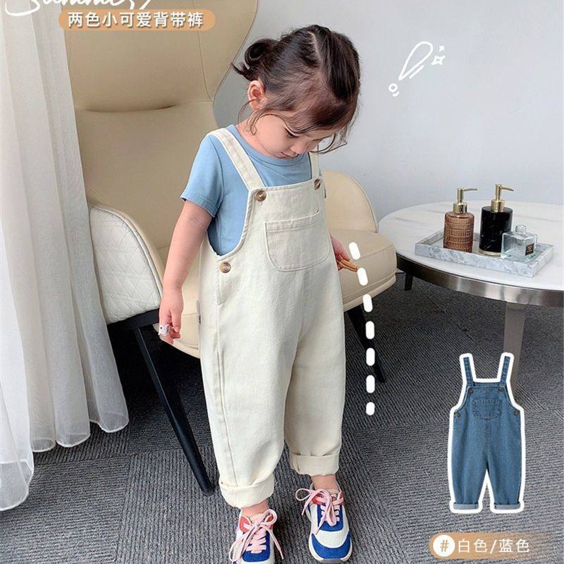 儿童牛仔背带裤春秋季2025新款男女宝宝韩版宽松中小童薄款牛仔裤