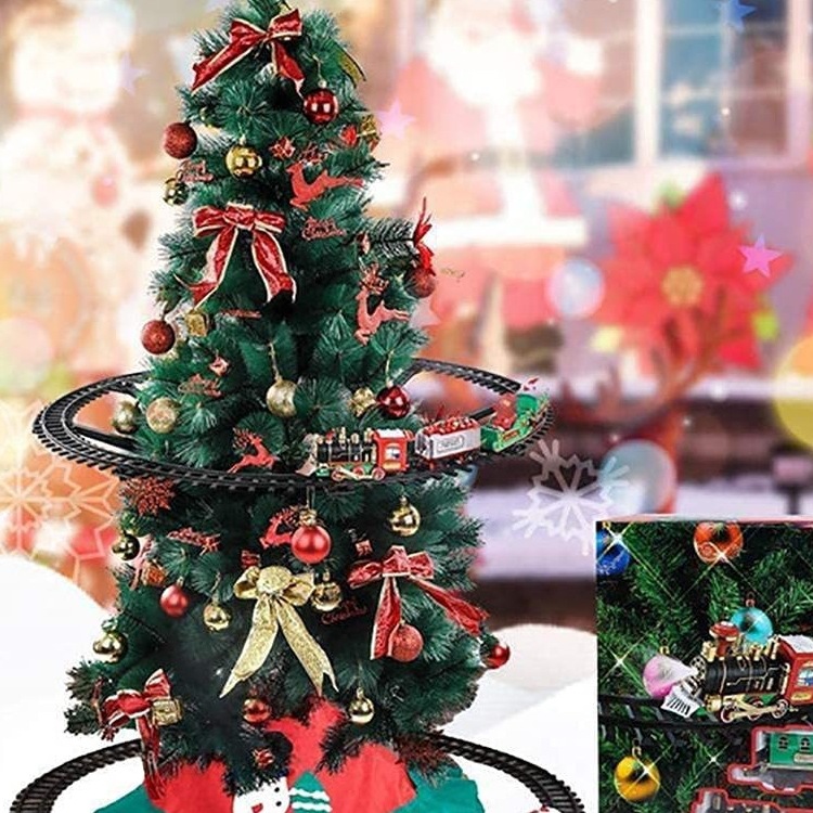 圣诞树装饰品挂饰电动圣诞装饰布置小火车圣诞节玩具轨道车挂件