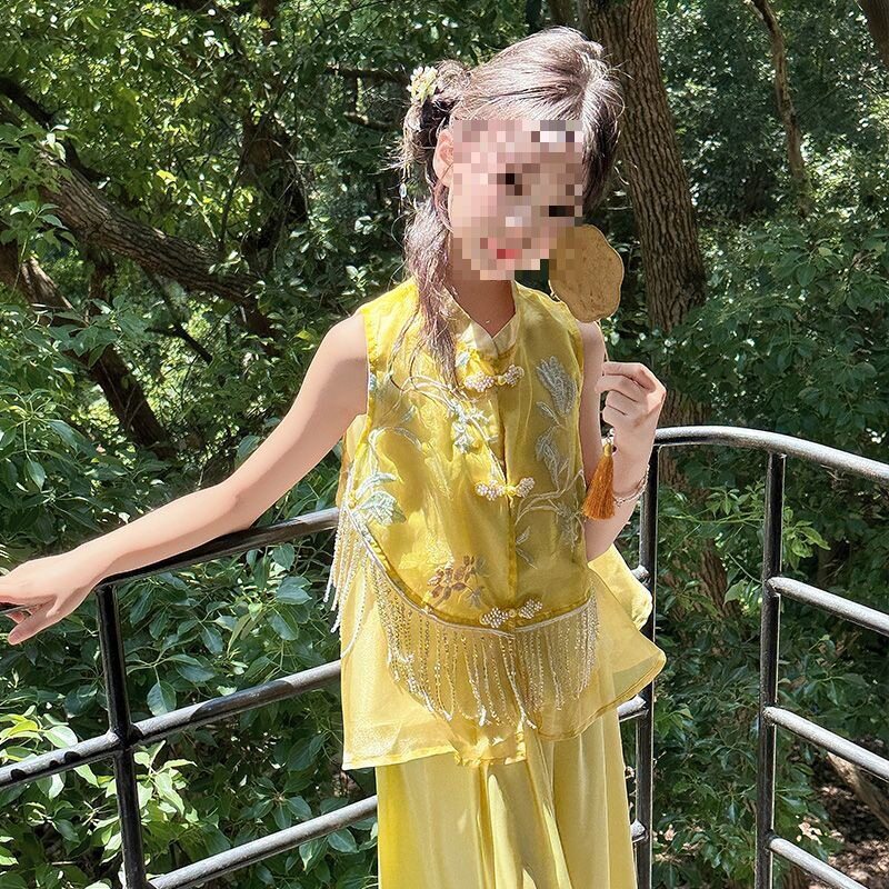 女童夏款汉服套装2025新款洋气儿童风中式夏季无袖汉服两件套
