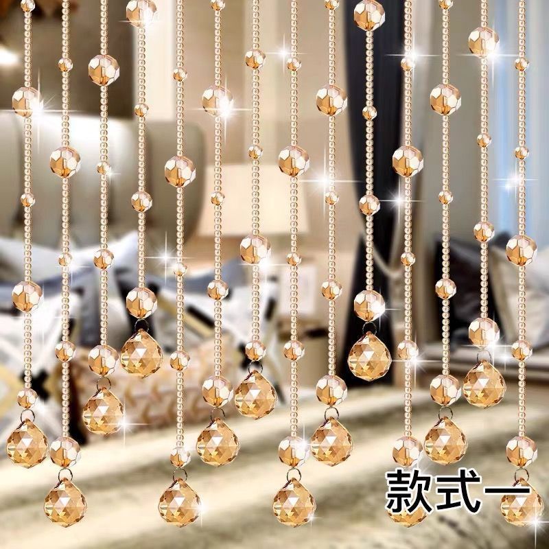 ?水晶珠帘隔断客厅玄关过道装饰屏风卫生间卧室家用免打孔挂帘门