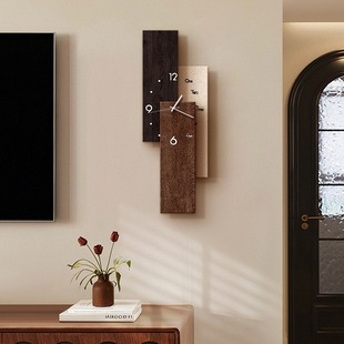 中古风钟表挂钟客厅2025新款电视背景墙装饰画挂件时钟挂墙高级感