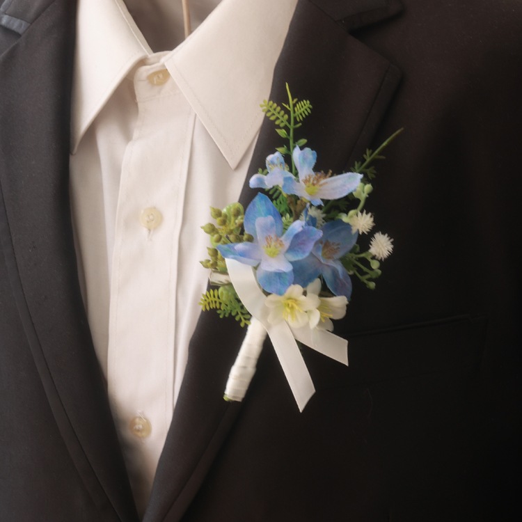 韩式婚礼森系蓝色姐妹团胸花女方送亲结婚伴郎伴娘胸花感简约