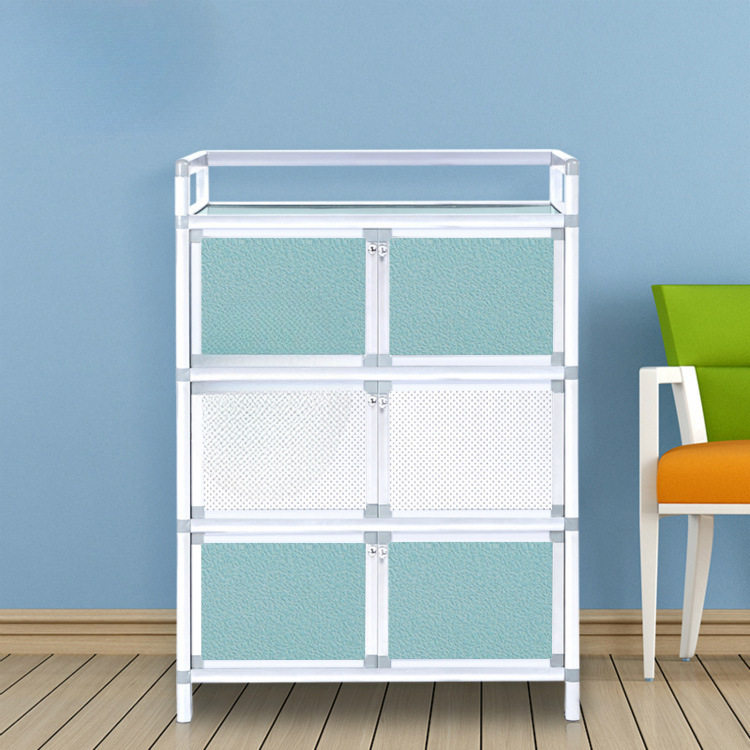 碗柜厨房柜简易组装多功能小橱柜铝合金家用现代简约放碗柜碗雁冰