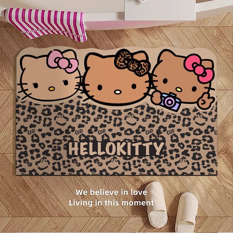 复古黑皮hellokitty浴室吸水软硅藻泥厕所卫生间门口防滑吸水脚垫