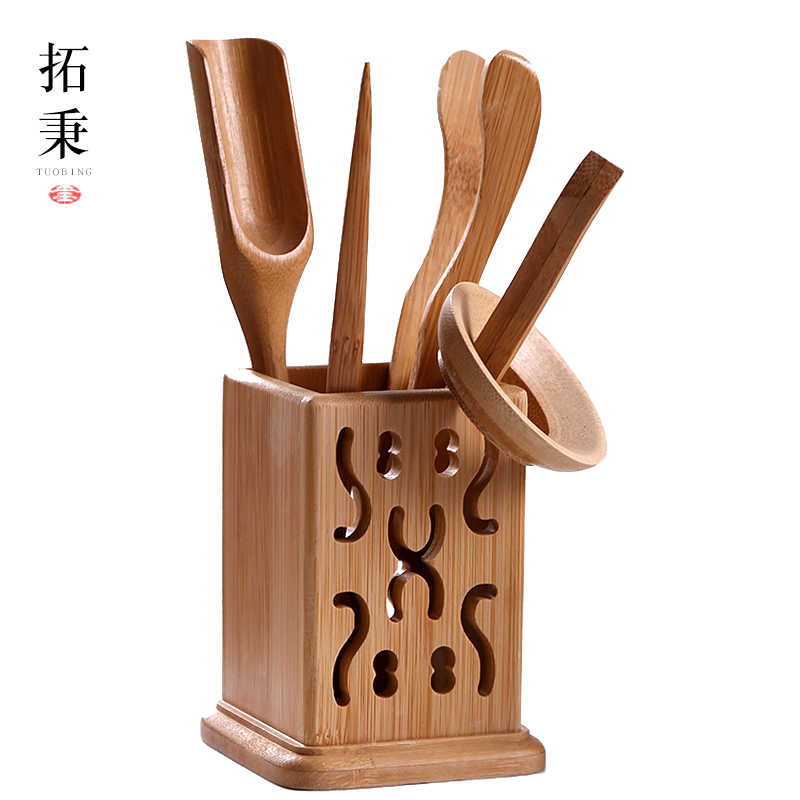 竹制茶道六君子套装茶艺组合茶夹茶勺黑檀实木茶盘功夫茶具零配件