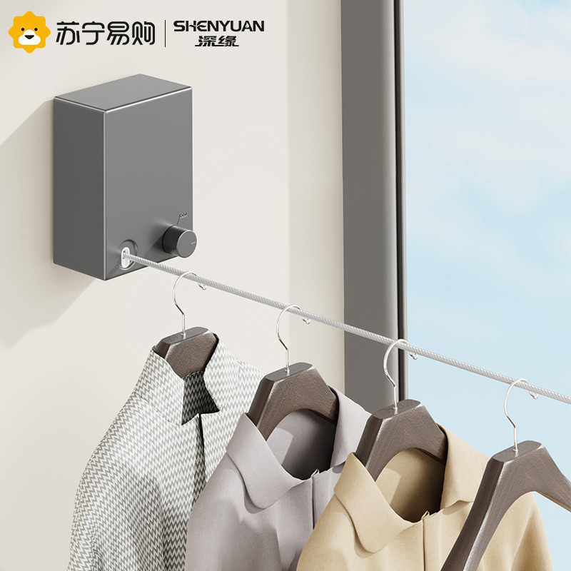 隐形晾衣绳晾衣架室内外免打孔伸缩晾衣杆阳台晾衣神器钢丝绳22