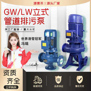 大流量废水排污离心泵堵塞污水泥浆增压泵 LW管道泵380v 立式