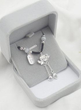 925纯银莲花项链女2024新款小众流苏古法两世欢锁骨链好运连连