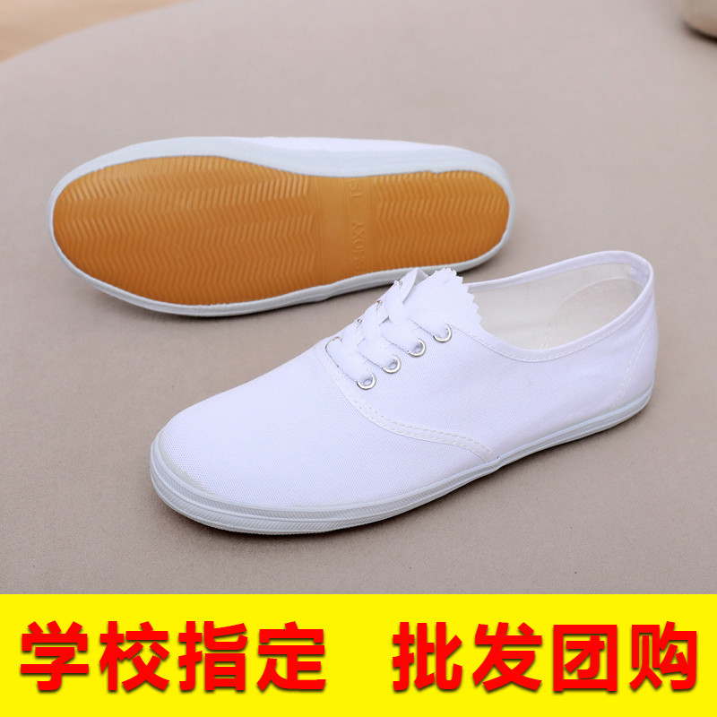白球鞋小白鞋白网鞋男款帆布鞋体操表演鞋晨练武术鞋工厂工作白鞋