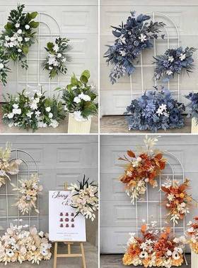 婚庆仿真花订婚婚宴假花婚礼布置红色地排花舞台kt版迎宾牌区装饰