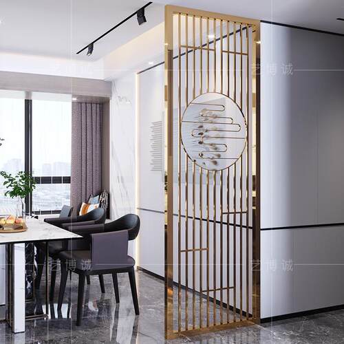 金属镂空拉丝铜屏风隔断中式祥云如意纯铜定作玄关背景家用铜花格