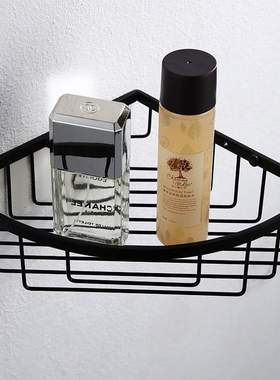 哥式GOTHIC黑色304不锈钢墙转角淋浴房置物架三角网篮浴室五金件