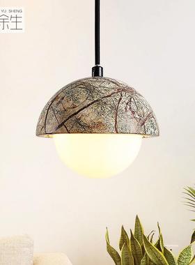 法式田园风卧室床头美式复古绿色奶油花苞轻奢餐厅吧台可充电吊灯