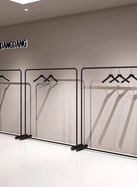 服装店展示架2023新款简约黑色挂衣架中岛陈列男女装落地衣架