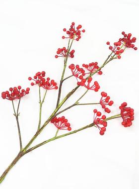 高品质仿真过胶大粒果子果实红色插花配果家居样板房装饰摆件假花