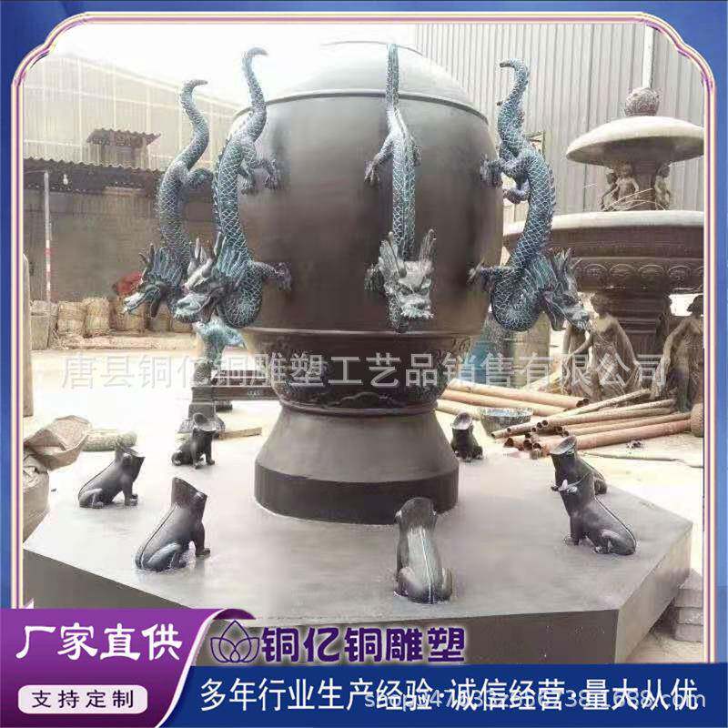 铸造纯铜地震仪地动仪古代天文仪器公园摆放铜雕塑