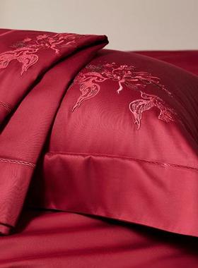 婚庆长绒棉四件套轻奢纯棉100支全棉红色结婚被套床单双人床上用