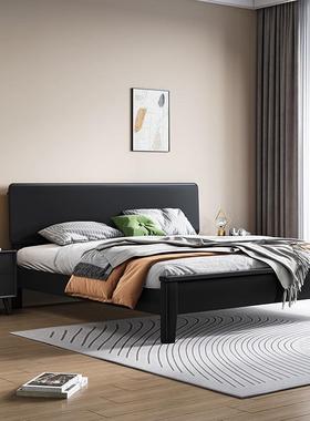 北欧黑色实木床现代简约1.8黑色双人床1.2米小户型公主床卧室
