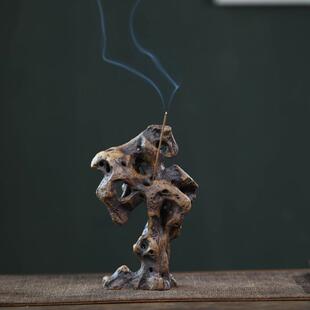 宜兴紫砂茶宠太湖石香插摆件手工茶玩茶道茶具配件茶桌线香装饰