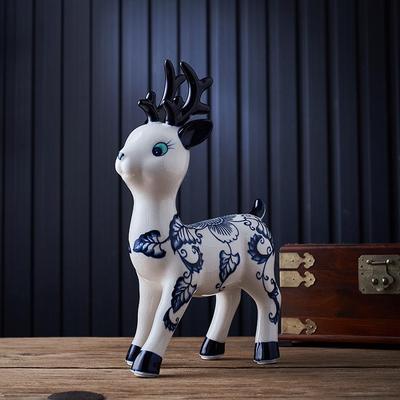 情侣小鹿陶瓷HHE家摆件书房客电视柜摆件送礼一对居饰摆厅陶瓷工