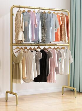 衣落地上架下双层双摆摊衣服展示架两挂衣层架服装店层IC3HQl7G展