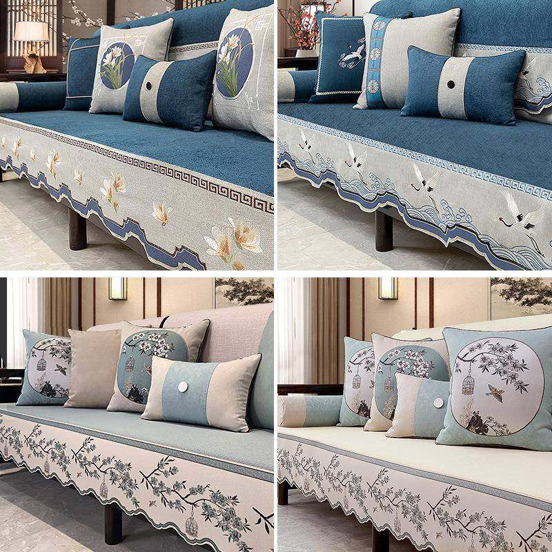 新中式沙防发垫全包沙发套罩F96HS77J坐季四通用座垫子实木高档滑